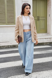 Womens BabyBlue High-Waisted Jeans