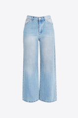 Womens Baby Blue High Waisted Straight Leg Jeans | CicyBell