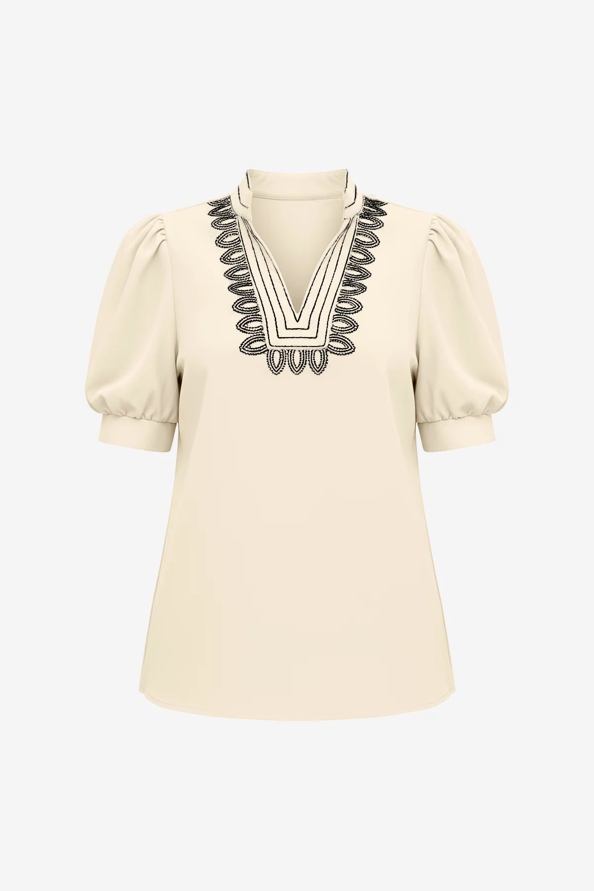 Womens Beige Puff Short Sleeve Blouses | CicyBell