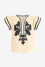 Womens Beige  Ruffle Blouses | CicyBell