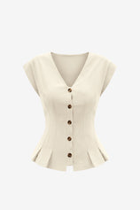 Womens Beige  Deep V Neck Vest | CicyBell