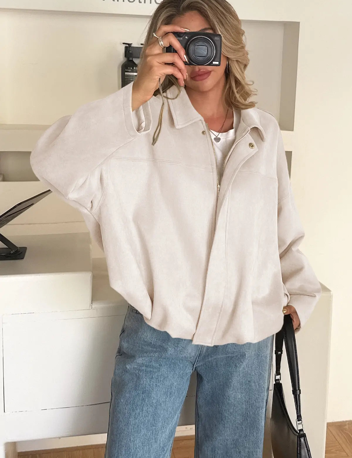 Womens Beige Bomber Jackets 1