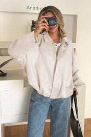 Womens Beige Bomber Jackets 1