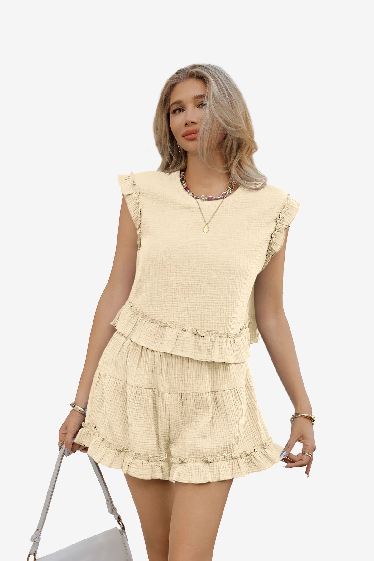 Womens Beige  Pajamas Lounge Sets 1