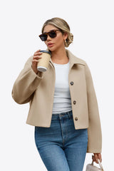 Womens Beige Cropped Pea Coat | CicyBell