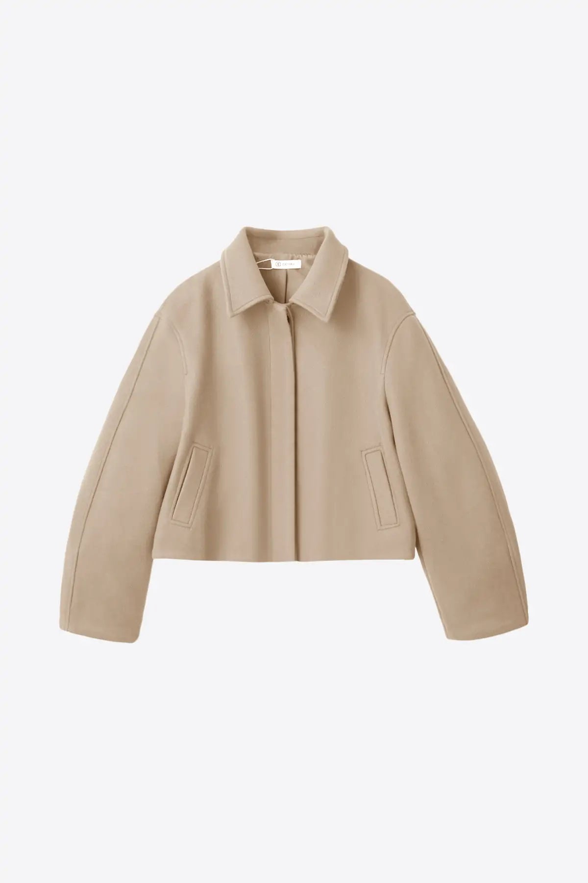Womens Beige Cropped Pea Coat | CicyBell