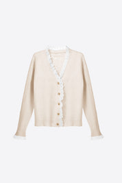 Womens Beige  Lace V Neck Sweaters | CicyBell