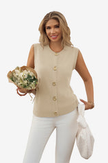 Womens Beige Cropped Sweater Vest 1