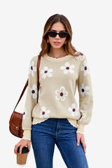 Womens Beige Crew Neck Sweater | CicyBell