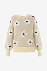 Womens Beige Crew Neck Sweater | CicyBell