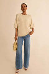 Womens Beige Half Sleeve Sweaters | CicyBell