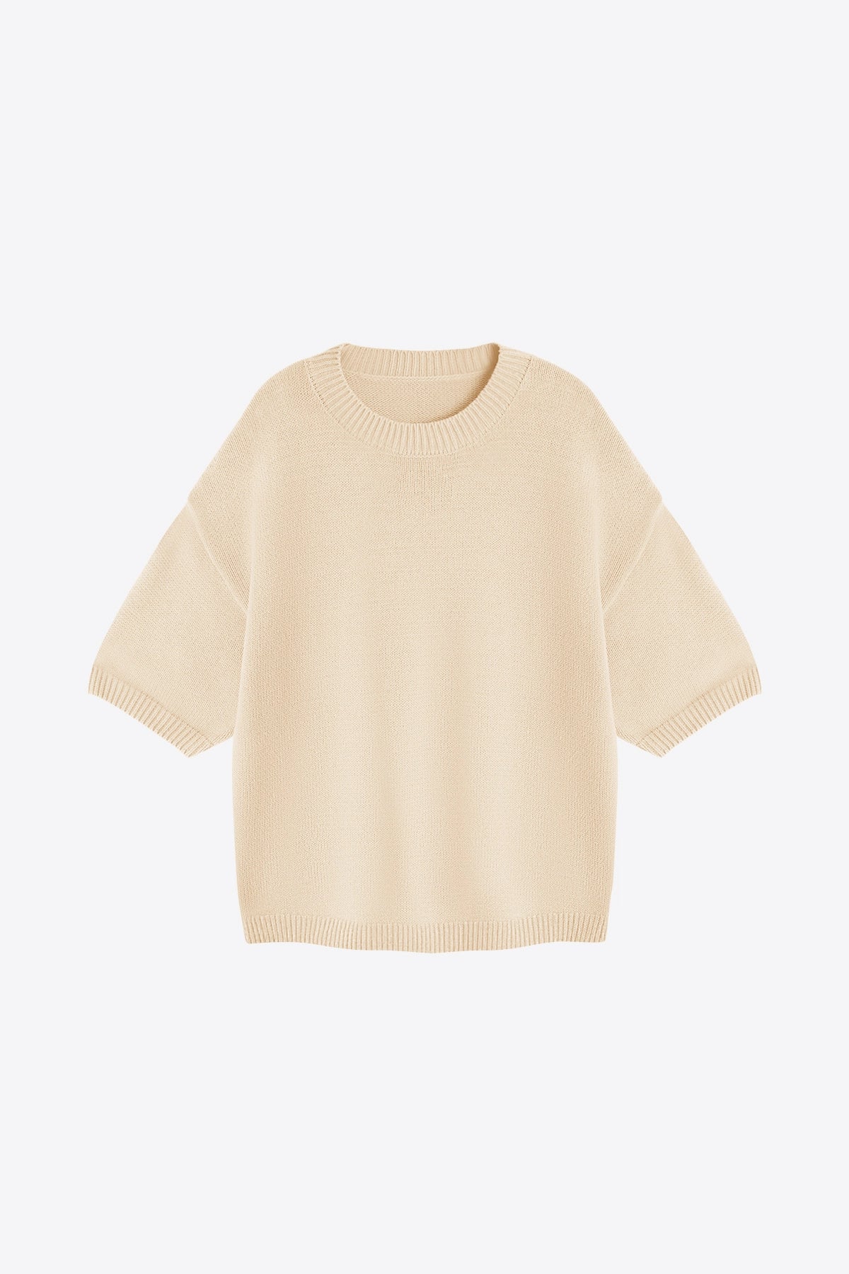 Womens Beige Half Sleeve Sweaters | CicyBell
