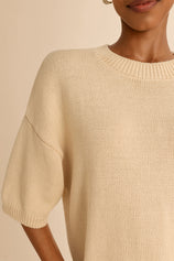 Womens Beige Half Sleeve Sweaters | CicyBell