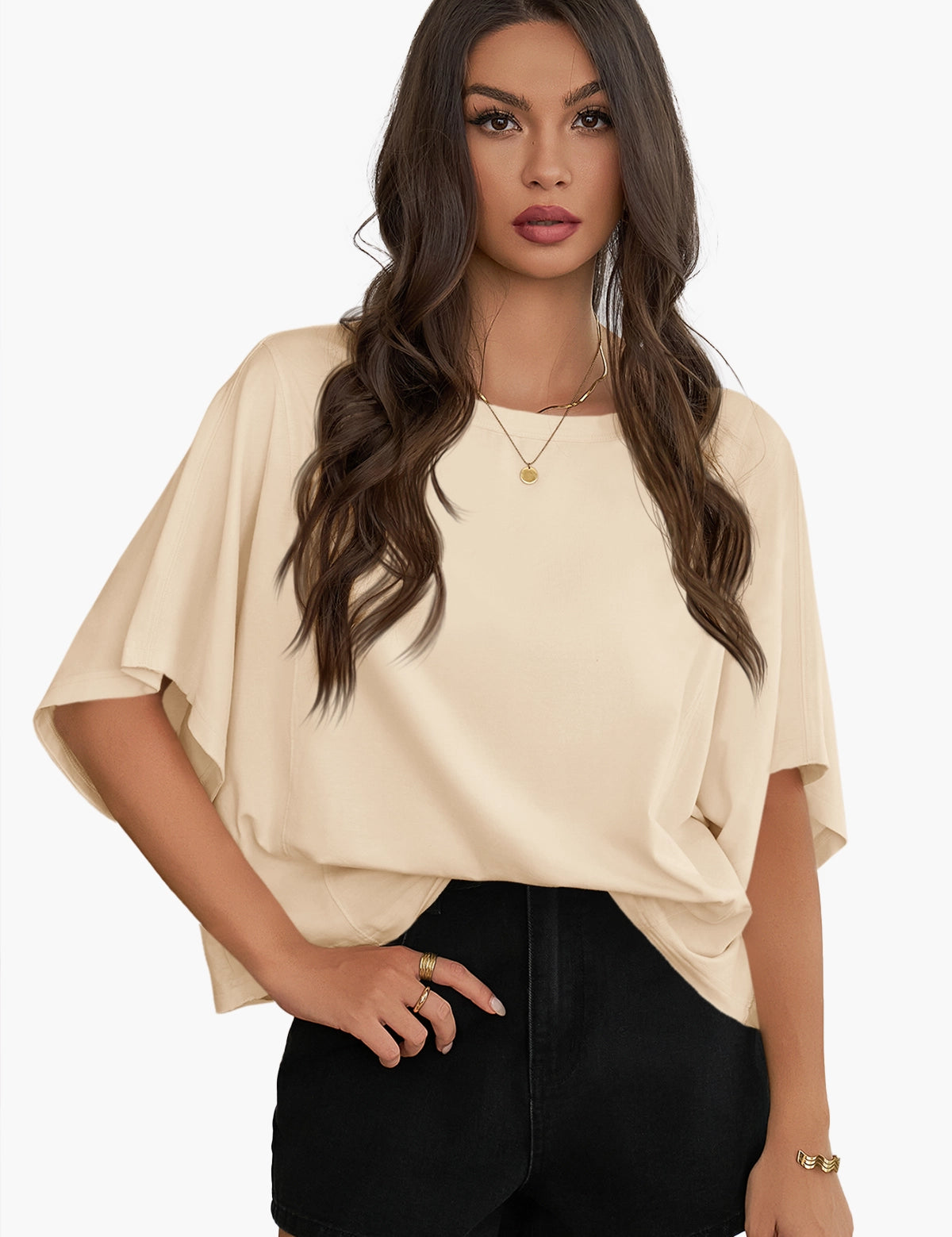 Womens Beige Oversized T Shirts 1
