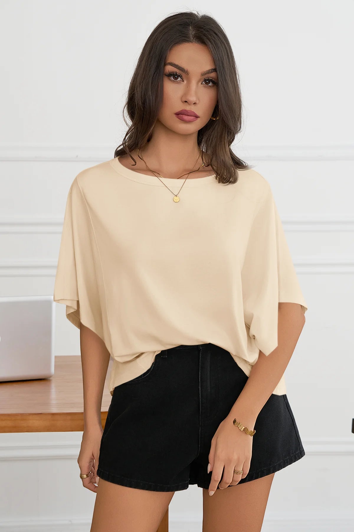Womens Beige Oversized T Shirts 3