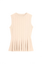 Womens Beige Pleated Peplum Tank Tops 2
