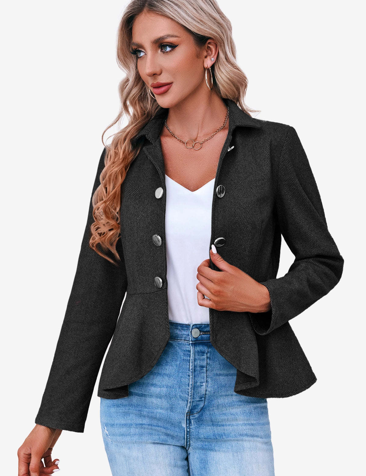 Women Black Elegant Blazer 1