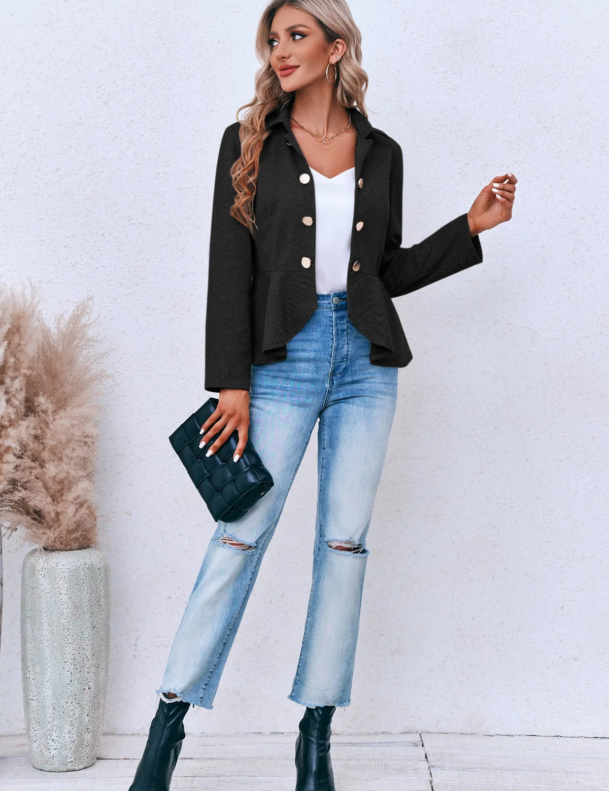 Women Black Elegant Blazer 2