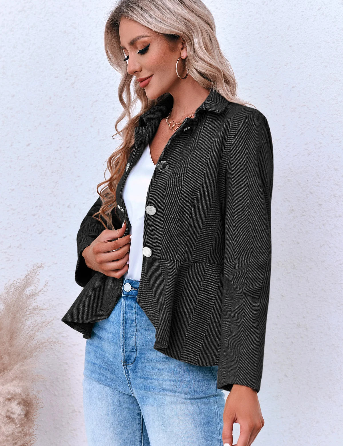 Women Black Elegant Blazer 3