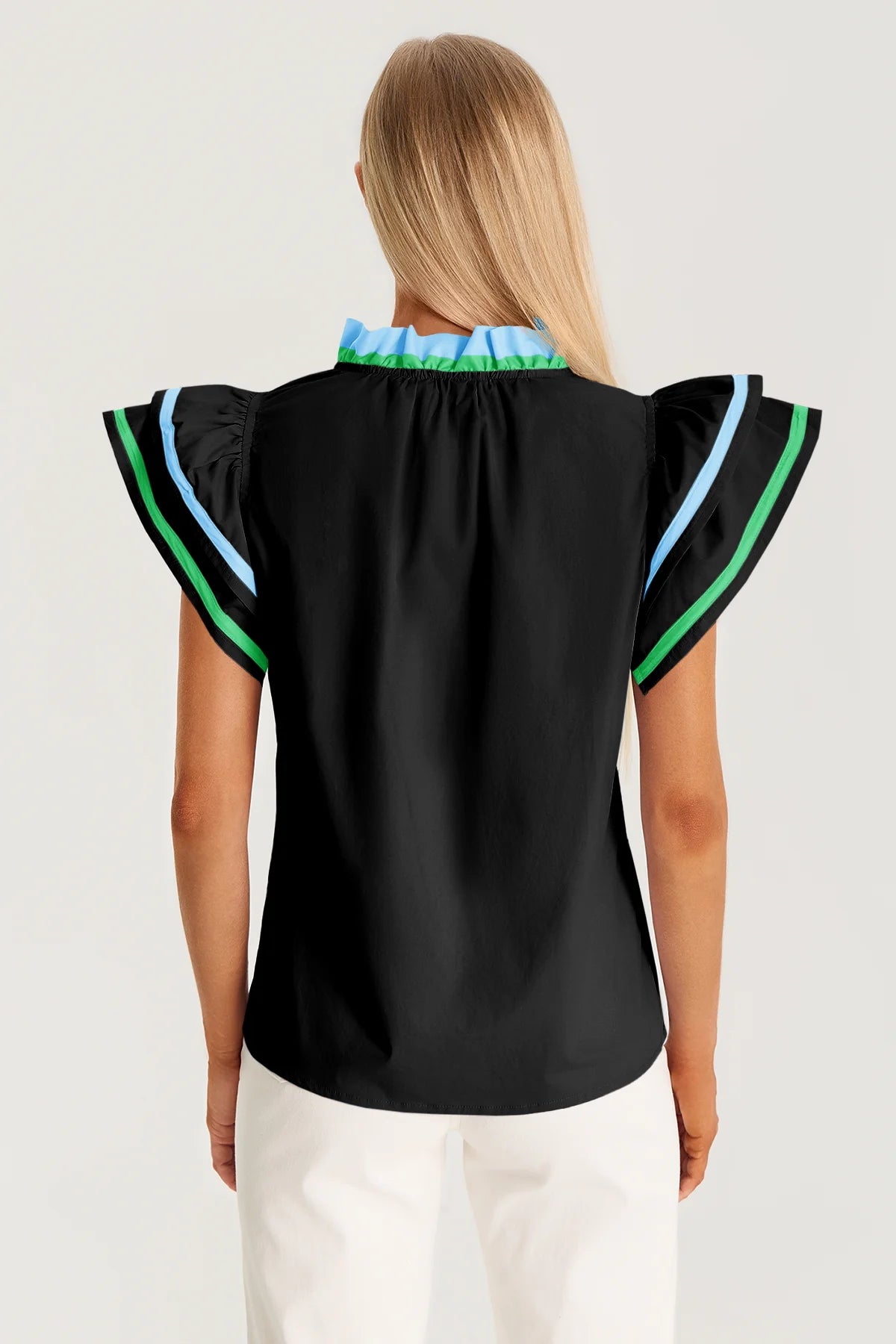 Womens Black Color Block Blouses | Cicy Bell