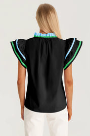 Womens Black Color Block Blouses | Cicy Bell
