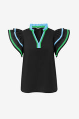 Womens Black Color Block Blouses | Cicy Bell