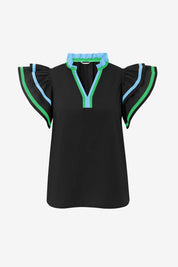 Womens Black Color Block Blouses | Cicy Bell