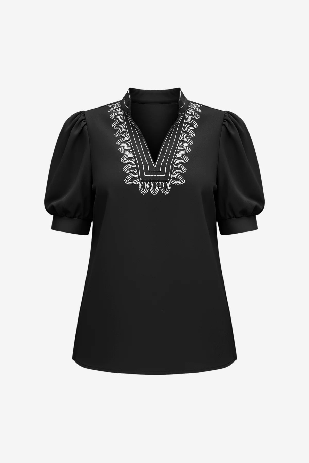 Womens Black Puff Short Sleeve Blouses | CicyBell