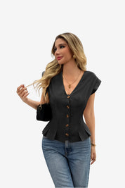 Womens Black Deep V Neck Vest 1