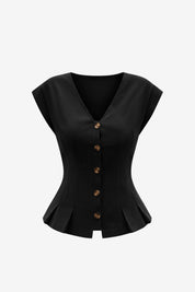 Womens Black Deep V Neck Vest | CicyBell