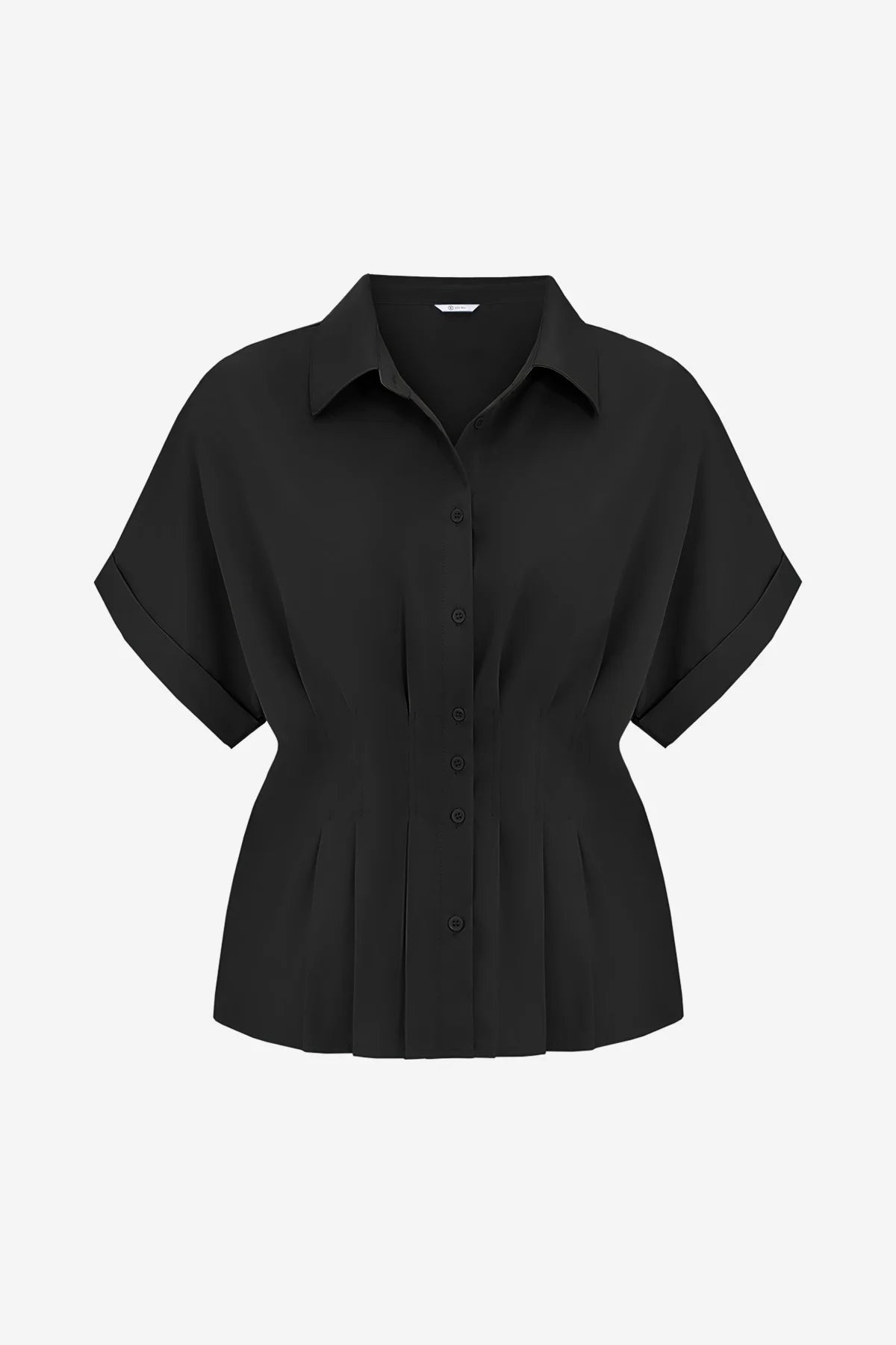Cicy Bell Womens Black Pleated Button-Down Shirt