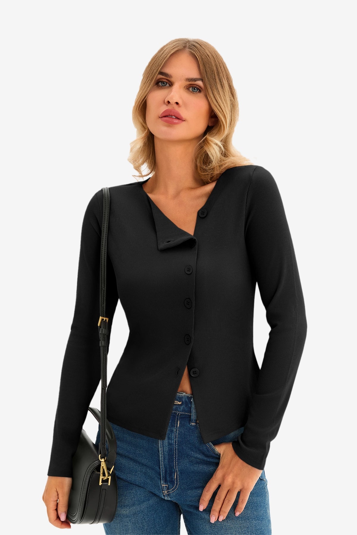 Womens Black Long Sleeve Tops 1
