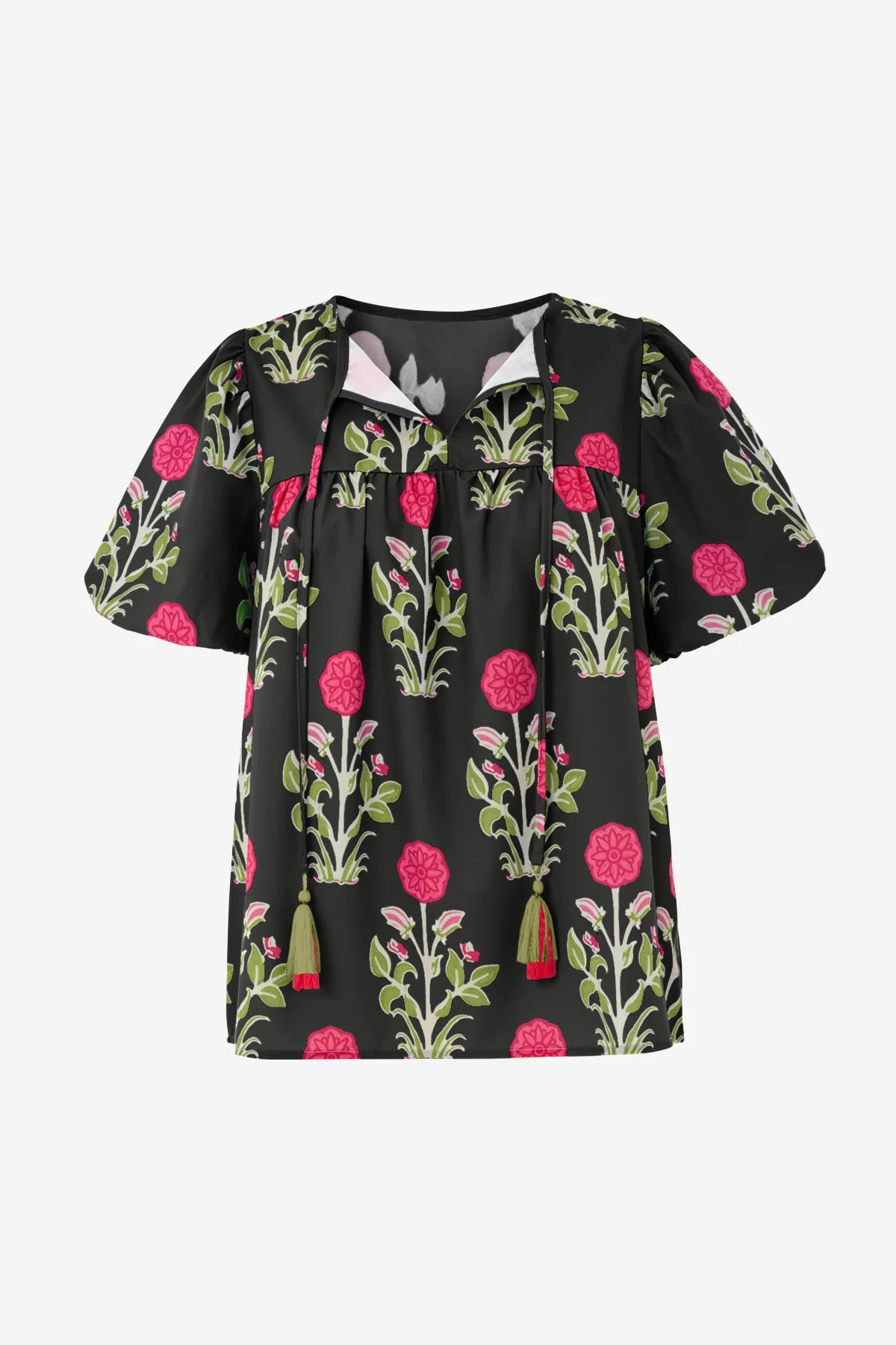 Womens Black Boho Floral Blouses | CicyBell