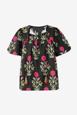 Womens Black Boho Floral Blouses | CicyBell