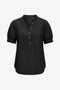 Womens  Black Puff Short Sleeve Blouses 2