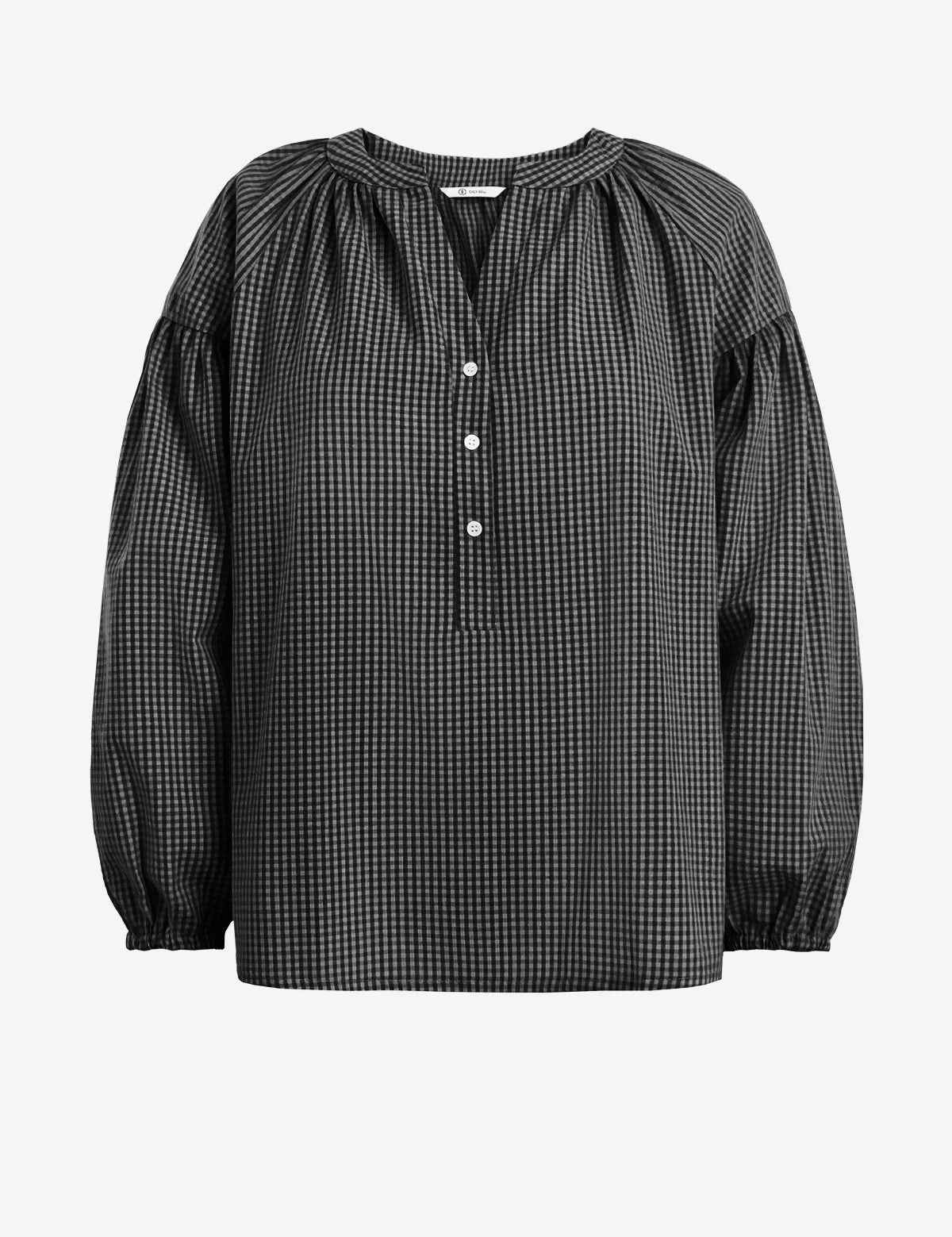 Womens  Black Puff Long Sleeve Blouse 2