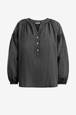 Womens  Black Puff Long Sleeve Blouse 2