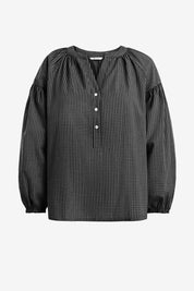 Womens  Black Puff Long Sleeve Blouse 2