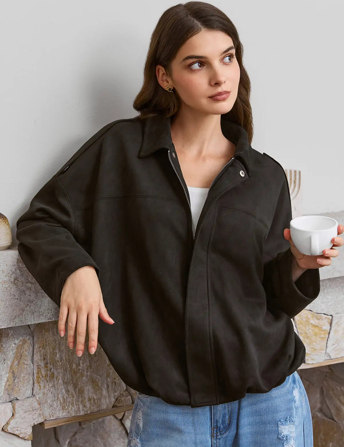 Womens Black Bomber Jackets 1