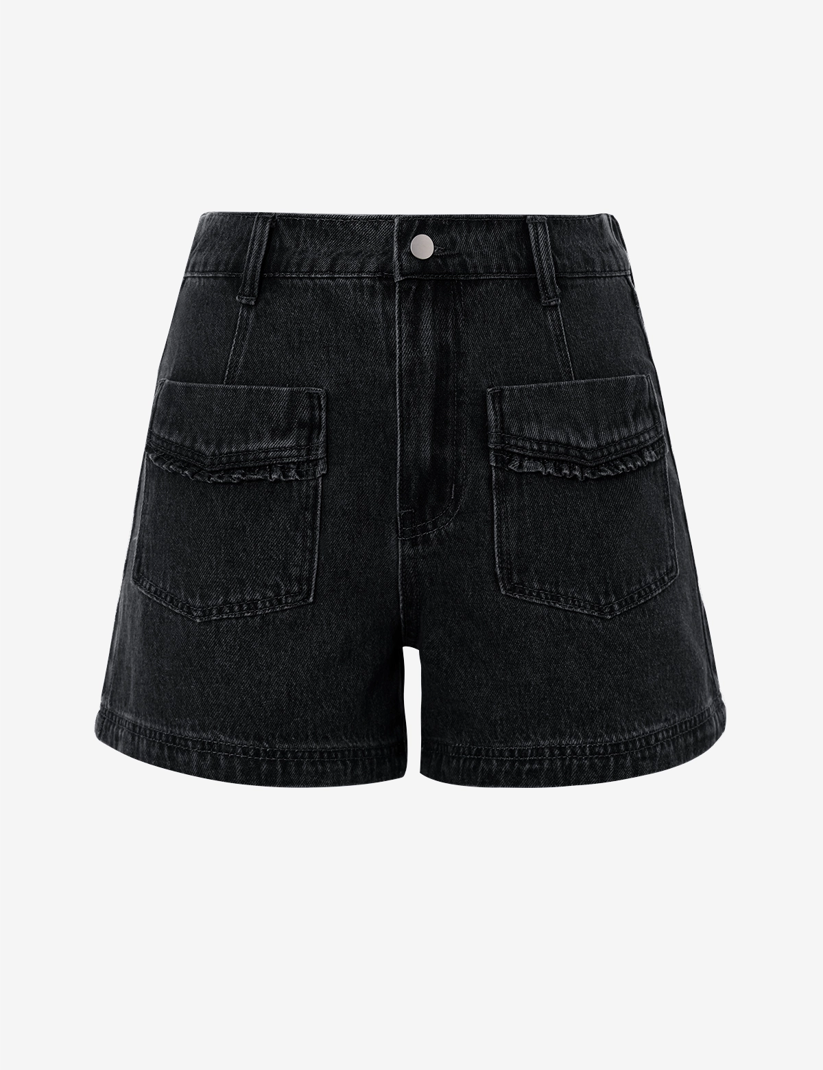 Womens Black Elastic High Waisted Jean Shorts 2
