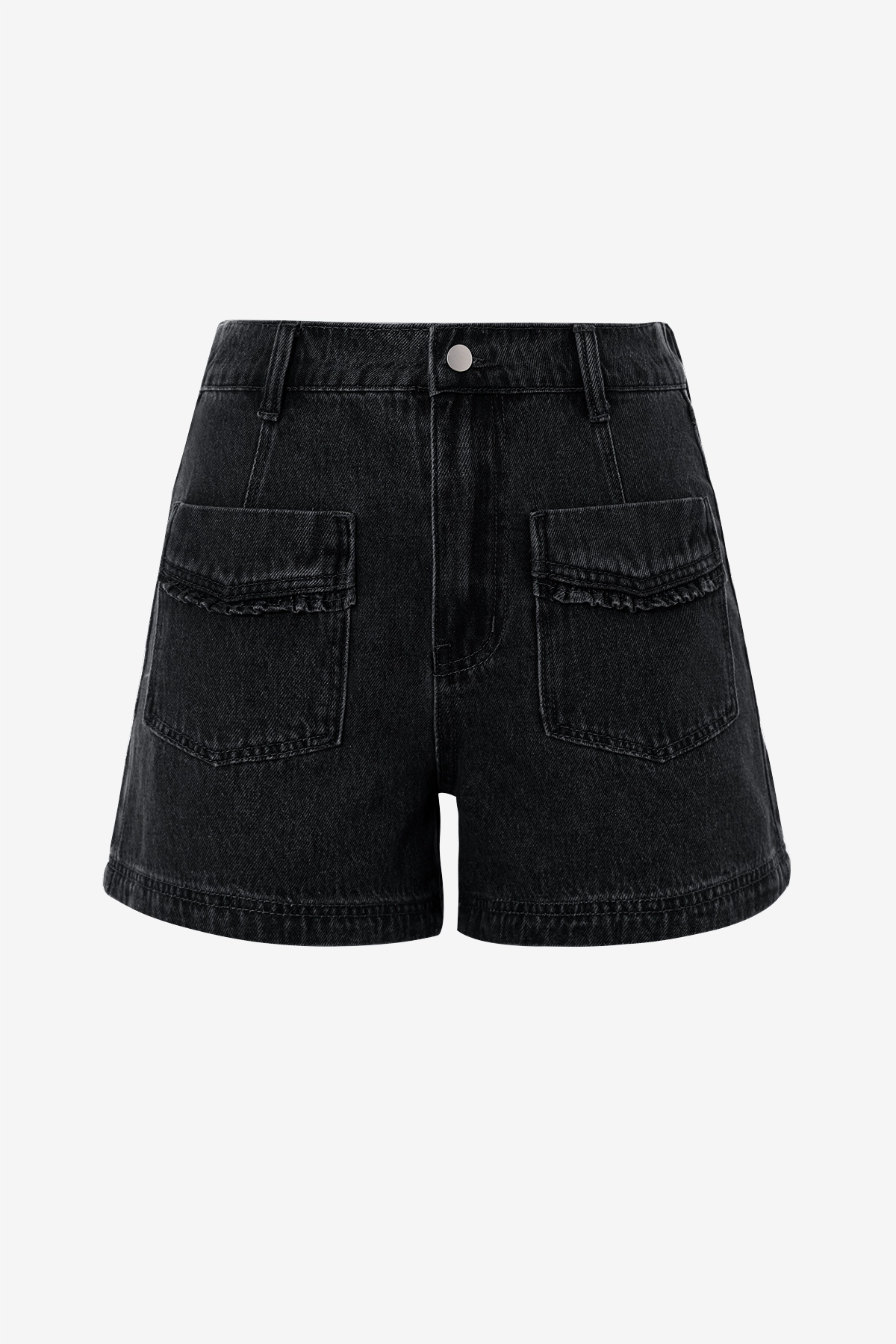 Womens Black Elastic High Waisted Jean Shorts 2
