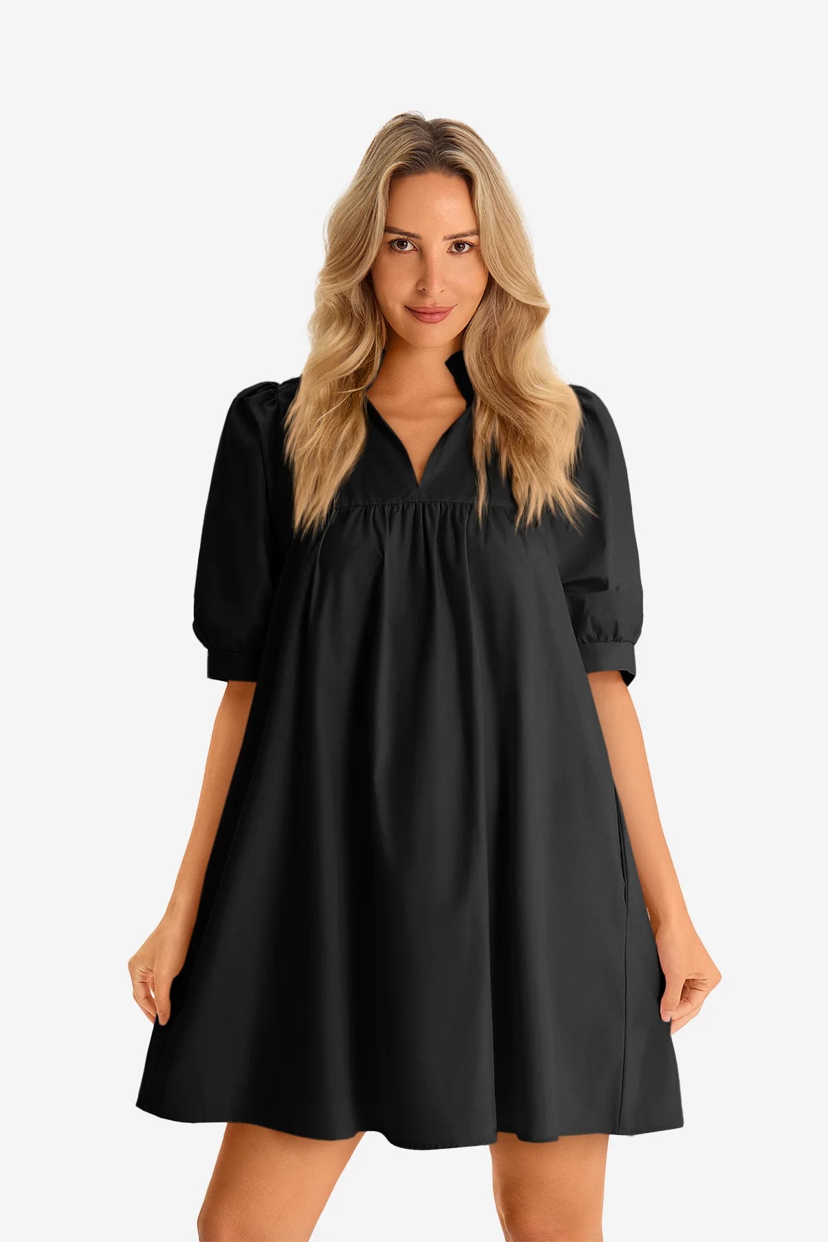 Womens  Black V Neck Dress 1