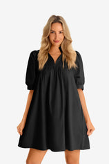 Womens  Black V Neck Dress 1