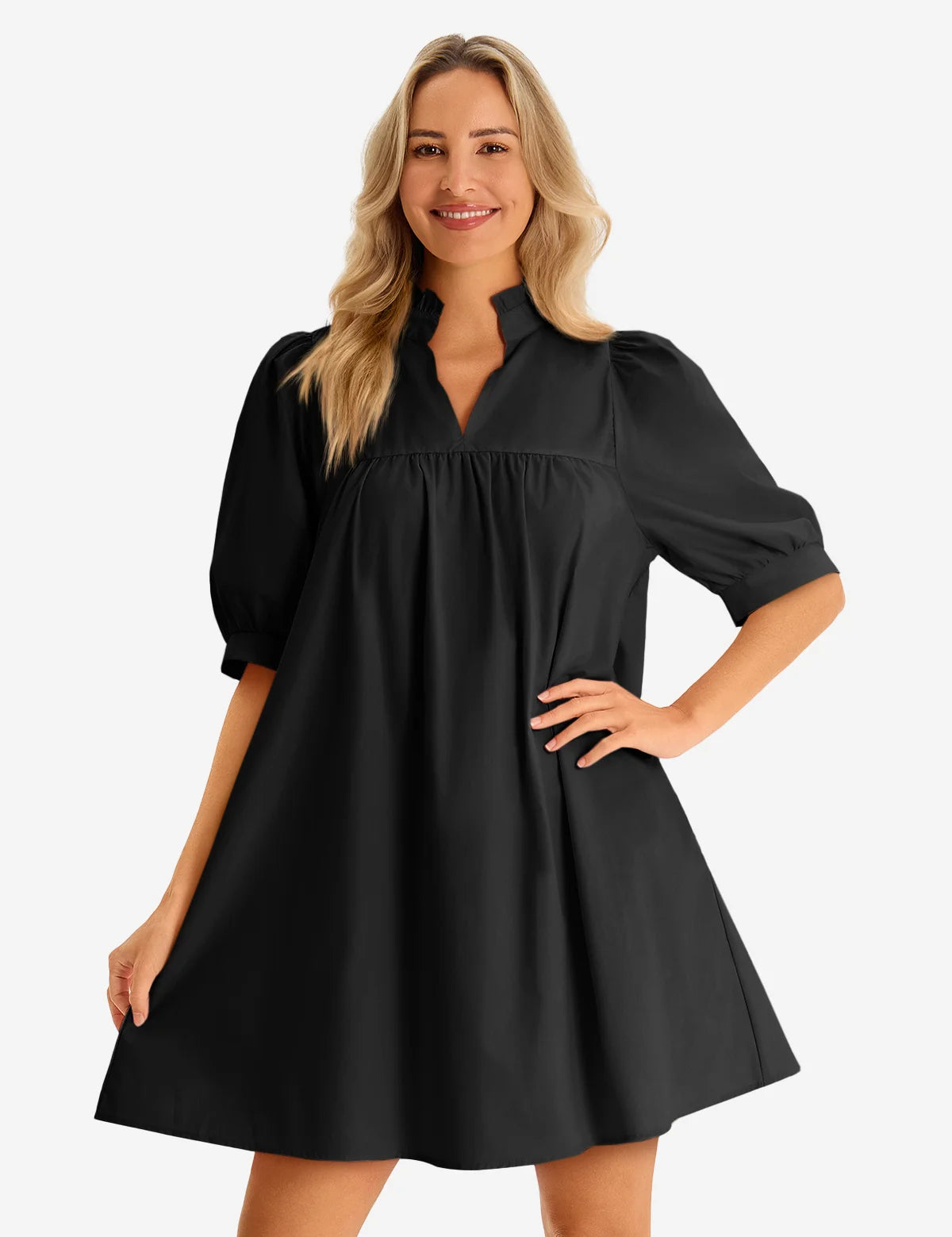 Womens  Black V Neck Dress 3