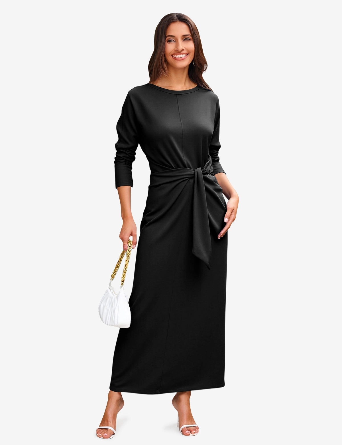 Womens Black Long Sleeve Maxi Dress 1