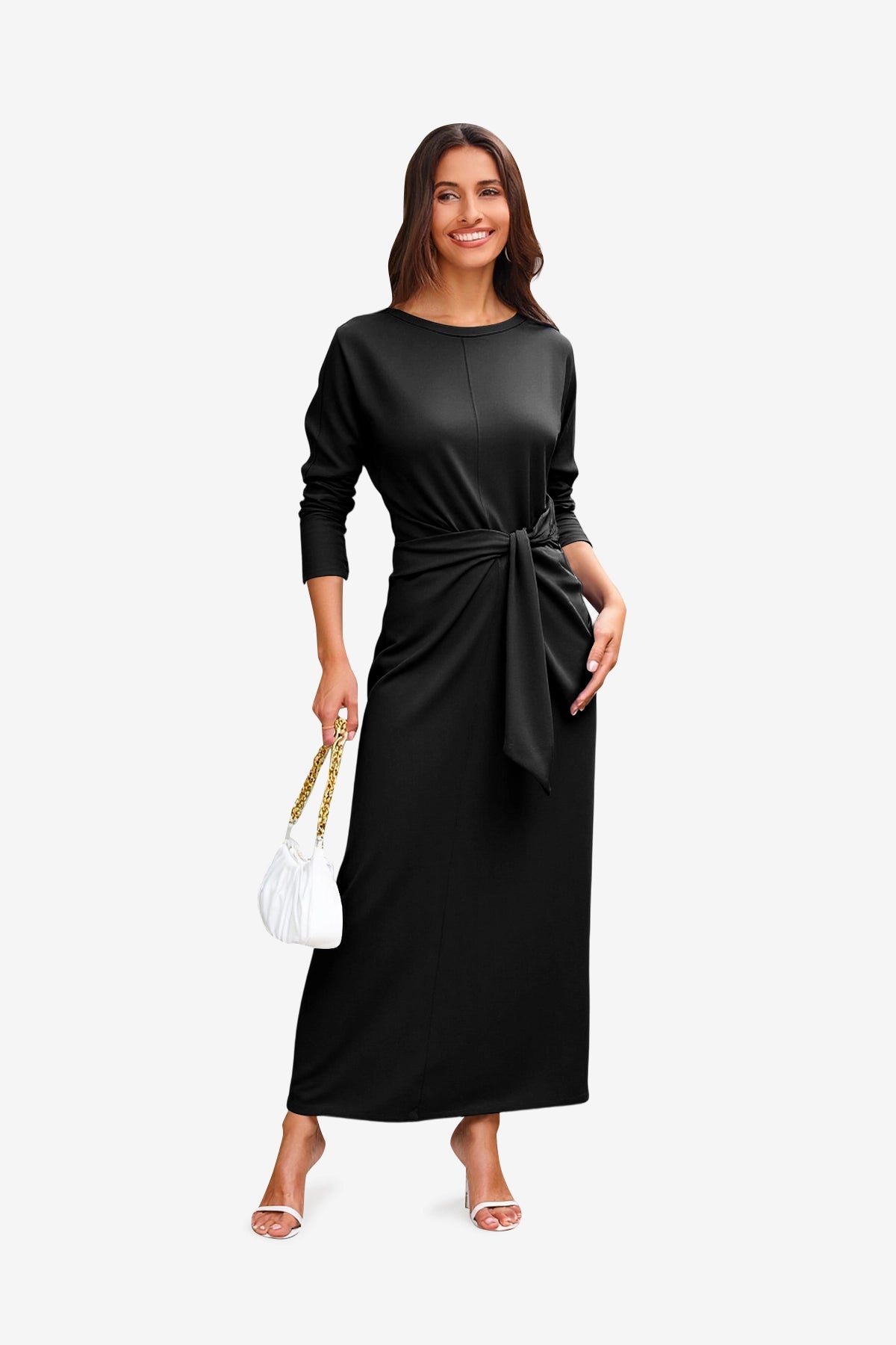 Womens Black Long Sleeve Maxi Dress 1