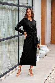 Womens Black Long Sleeve Maxi Dress | CicyBell