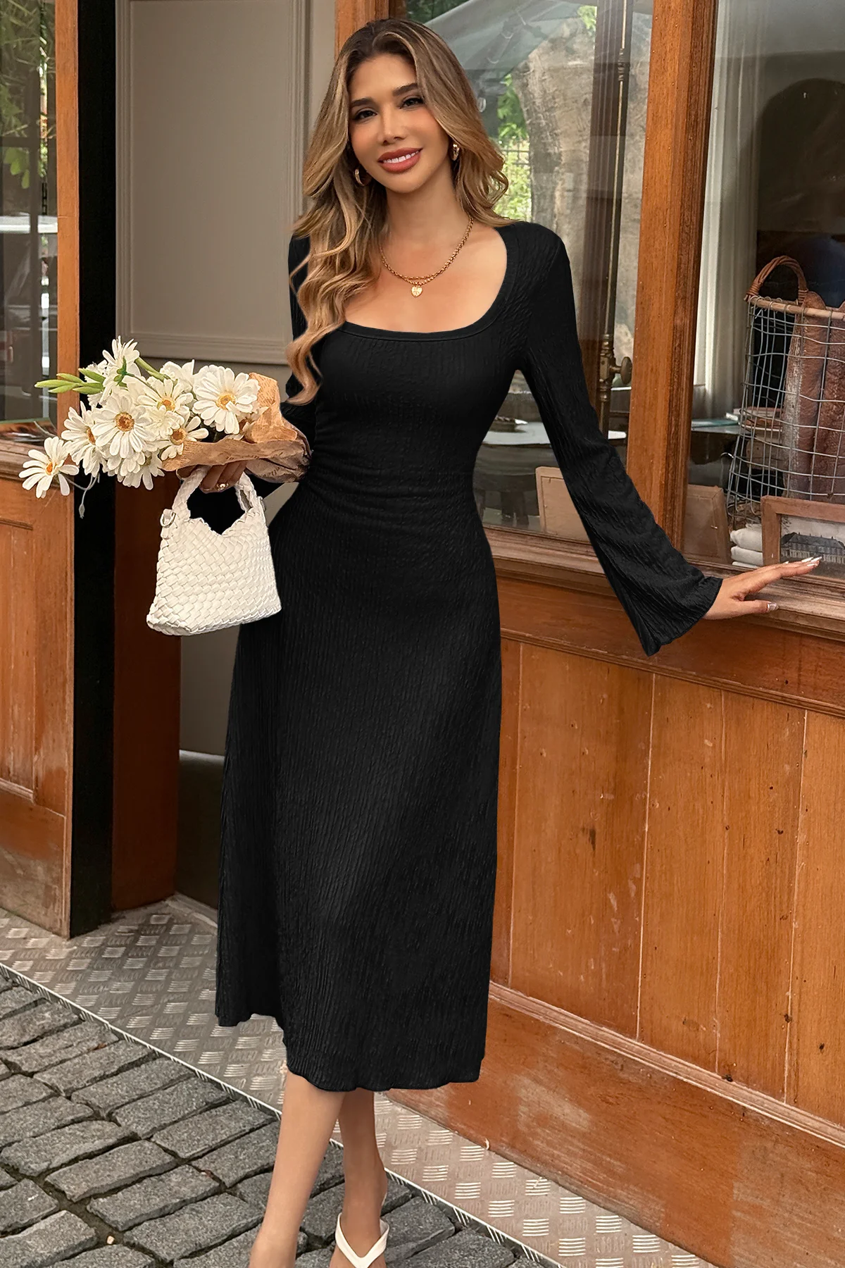 Womens Black Sweater Dress 2