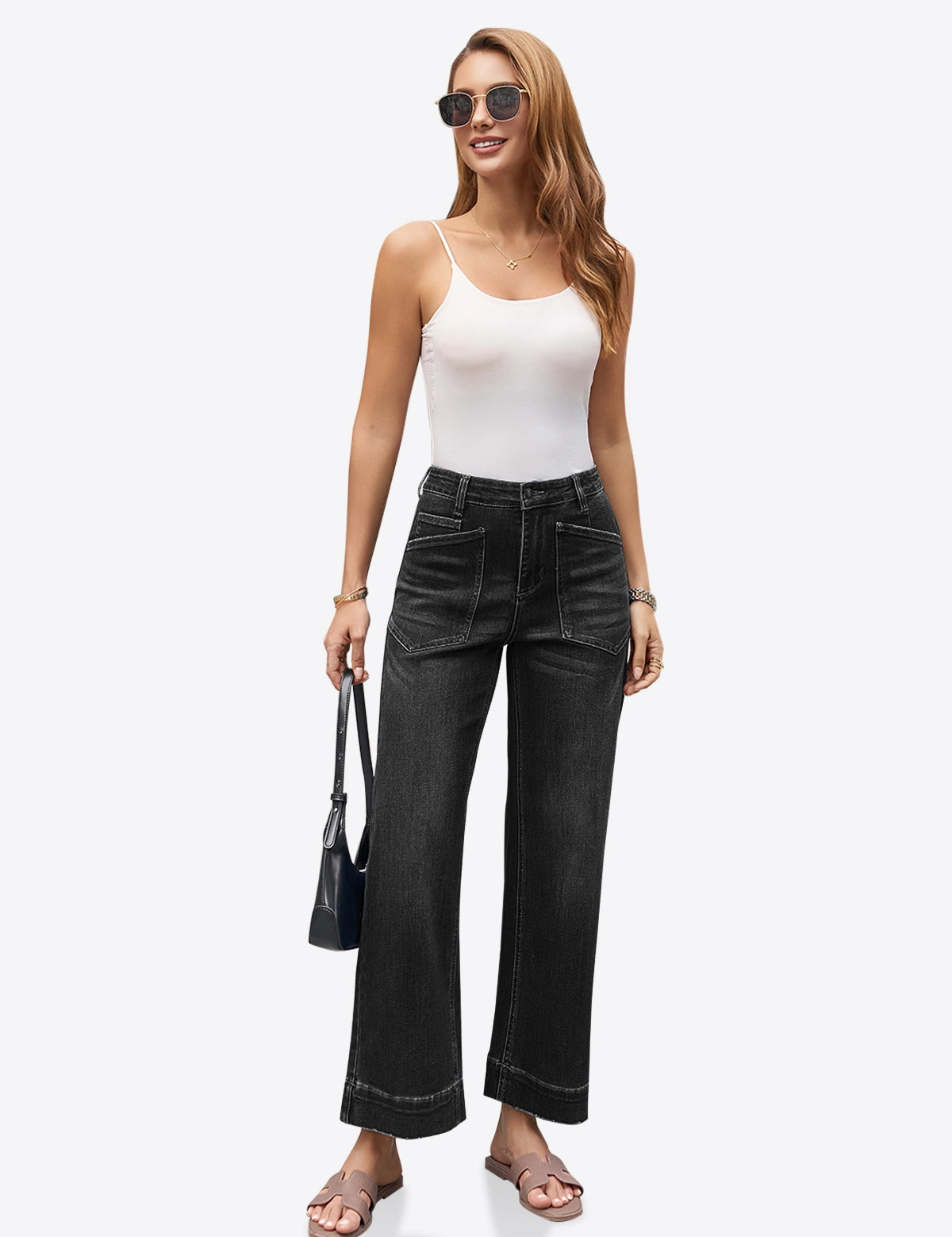 Womens Black High Waisted Jeans 1