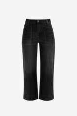 Womens Black Cropped High Waisted Baggy Jeans | CicyBell